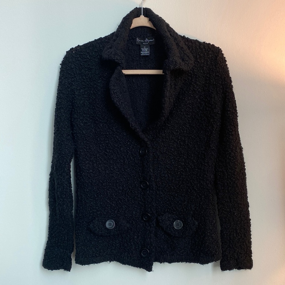 Black Textured Sweater Blazer Size Petite Small